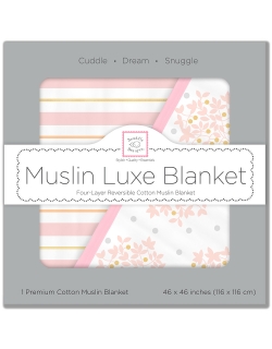Муслиновое одеяло SwaddleDesigns, цвет Heavenly Floral Pink
