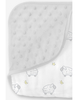 Муслиновое одеяло с флисом SwaddleDesigns Snuggle Blanket, цвет Little Lambs