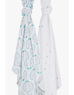 Пеленки муслиновые для новорожденных большие, Bébé au Lait Peacocks/Pansies