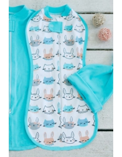 Пеленка кокон для новорожденных на молнии, Bunny Grey