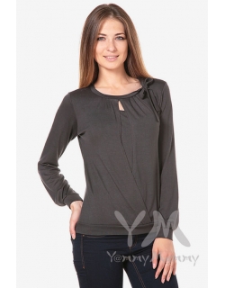 Блуза для беременных и кормящих с бантом, цвет графит