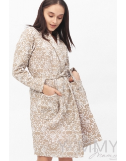 Халат для беременных и кормящих с цветочным принтом, бежевый