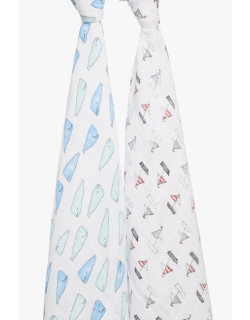 Муслиновые пеленки для новорожденных Aden&Anais, большие, набор 2, Wales+Boats