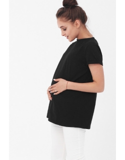 Футболка для кормящих и беременных с запахом на спине, черный