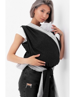 Слинг-шарф трикотажный двусторонний, серый/темно-серый