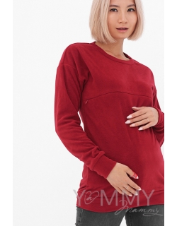 Джемпер для кормящих и беременных флисовый, бордовый