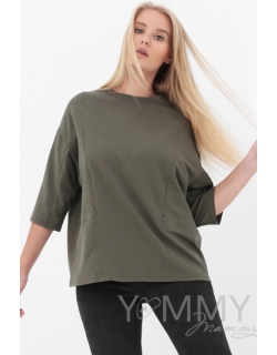 Джемпер для беременных и кормящих, цвет хаки