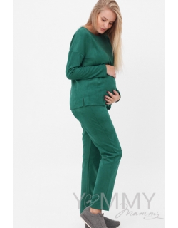 Костюм для кормящих и беременных из замши, малахит
