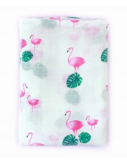 Муслиновая пеленка для новорожденных с бамбуком Diva большая, Flamingo Bamboo