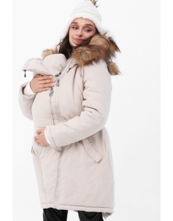 Слингокуртка зимняя - парка 3 в 1 с мехом, бежевый