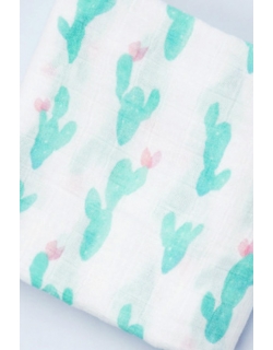 Муслиновая пеленка для новорожденных с бамбуком Diva большая, Green Cactus