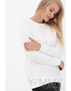 Джемпер для беременных и кормящих флисовый, цвет белый