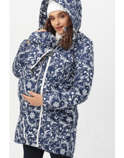 Слингокуртка зимняя 3в1, темно-синяя с белым узором