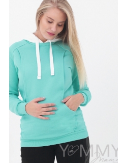 Толстовка для беременных и кормящих с капюшоном, цвет ментоловый