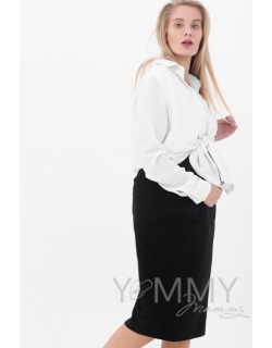 Юбка-карандаш для кормящих и беременных из замши, цвет черный