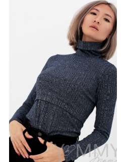 Бадлон Гольф для беременных и кормящих в широкий рубчик, темно-синий меланж