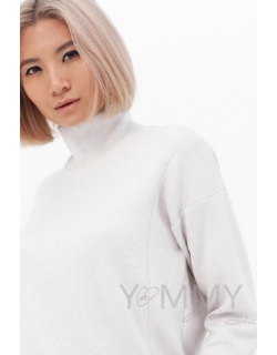 Джемпер для кормящих и беременных с воротником стойкой, цвет светло-бежевый