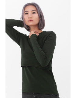 Футболка для кормящих и беременных с длинным рукавом, хаки