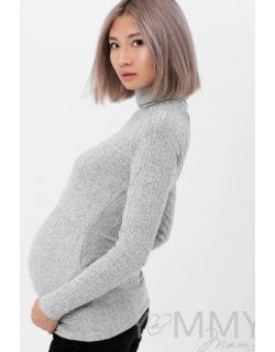 Водолазка для кормящих и беременных, серый меланж