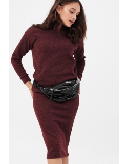 Костюм для беременных и кормящих утепленный джемпер + юбка, цвет бургунди