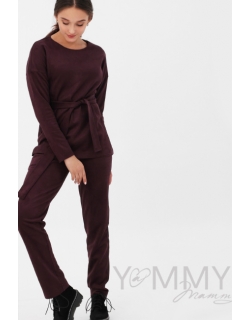 Костюм для беременных и кормящих из замши, марсала