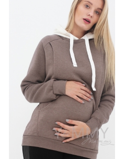 Толстовка для кормящих и беременных с капюшоном, кофе с молоком