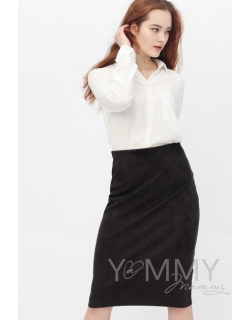 Юбка-карандаш для кормящих и  беременных из замши, графит