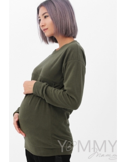 Джемпер для кормящих и беременных флисовый, цвет хаки