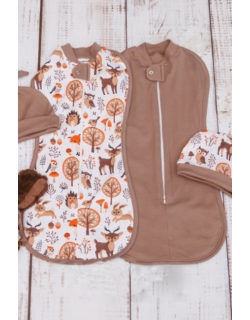 Комплект пеленок-коконов на молнии утепленный, Forest Animals