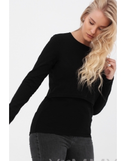 Футболка для кормящих и беременных с длинным рукавом, цвет черный