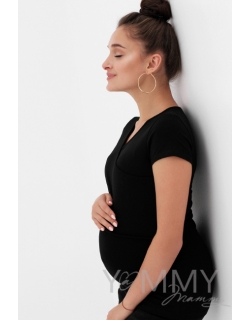 Футболка кимоно для беременных и кормящих, черная