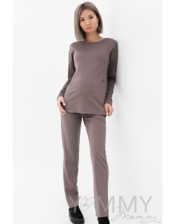 Костюм для кормящих и беременных из плотной вискозы, капучино