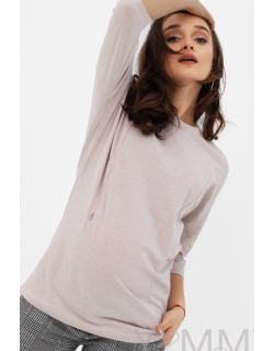 Лонгслив для беременных и кормящих с вертикальными молниями, бежевый меланж