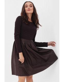 Платье для кормящих и беременных с кожаной юбкой, цвет бургунди