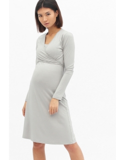 Платье на запах для кормящих и беременных, серый жемчуг