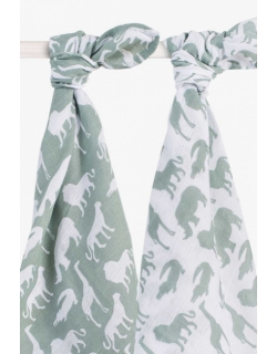 Муслиновые пеленки для новорожденных Jollein, большие, Safari, Stone Green