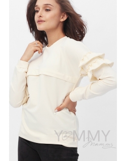 Свитшот для беременных и кормящих с воланчиками, кремовый