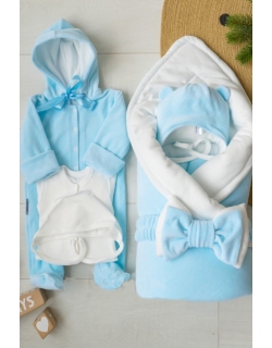 Комплект на выписку из роддома осенний Blue simple (7 предметов)