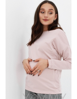 Джемпер для беременных и кормящих с вертикальными молниями, цвет пудрово-розовый
