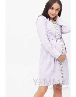 Халат лаванда с отделкой цветочный принт