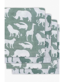 Муслиновые пеленки для новорожденного Jollein средние, Safari, Stone Green