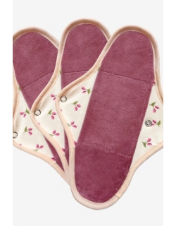 Набор 3 шт. многоразовых женских прокладок для критических дней: "Регуляр", тюльпан