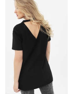 Футболка для кормящих и беременных с вырезом на спинке, черный