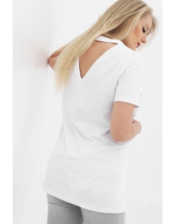 Футболка для кормящих и беременных с вырезом на спинке, белый