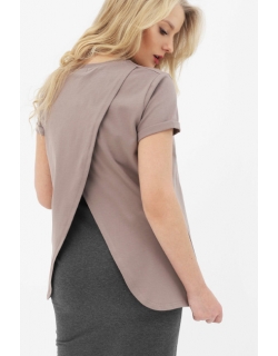 Футболка для кормящих и беременных с запахом на спине, беж