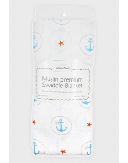 Муслиновая пеленка для новорожденных Adam Stork большая, Blue Anchors