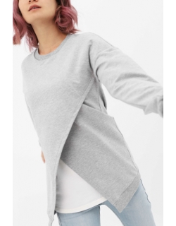 Джемпер для кормящих и беременных на запах, серый меланж/экрю