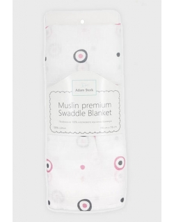 Муслиновая пеленка для новорожденных Adam Stork большая, Pink Circles