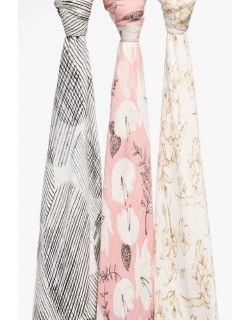 Бамбуковые пеленки для новорожденных Aden Anais большие, набор 3, Pretty Petals