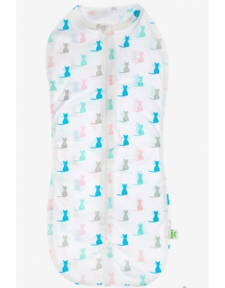 Пеленка-кокон для новорожденных трикотажный, мяу (белый)